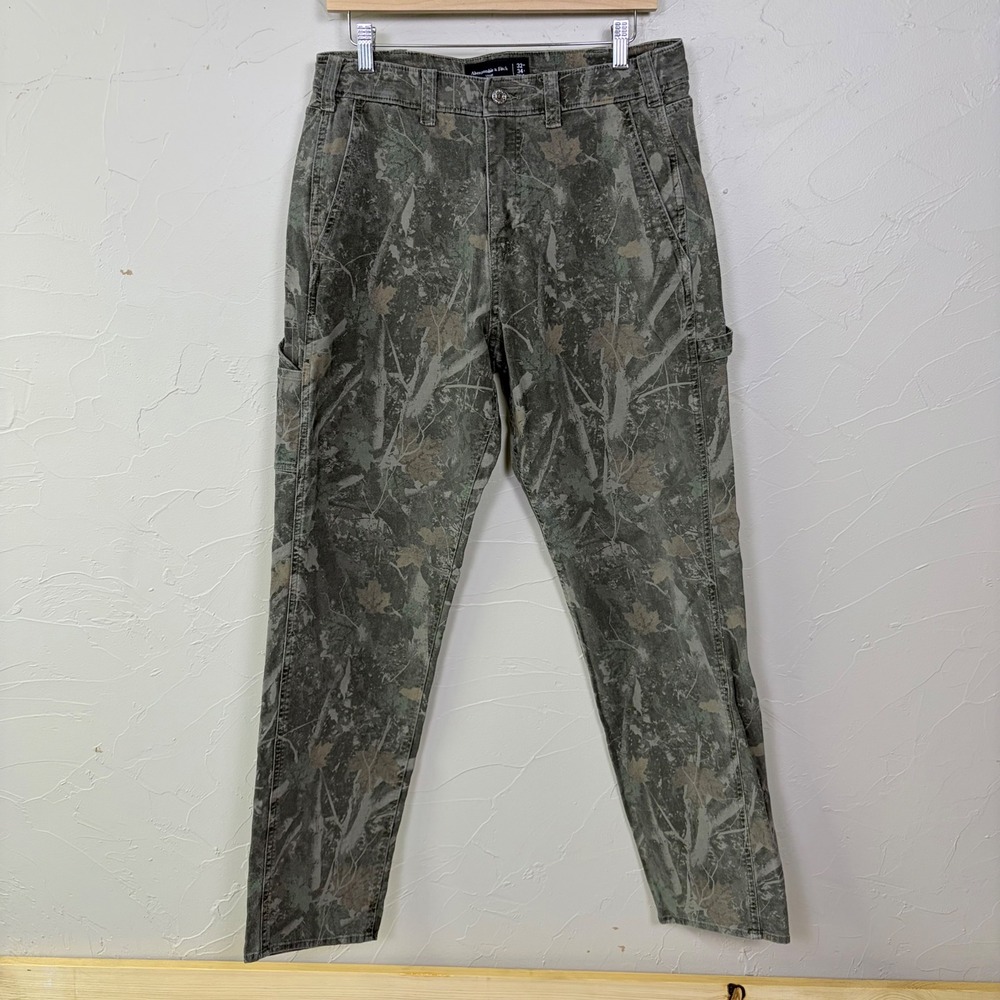 Abercrombie & Fitch Loose Carpenter Pants Mens 32x34 Green Camo Gorpcore Baggy